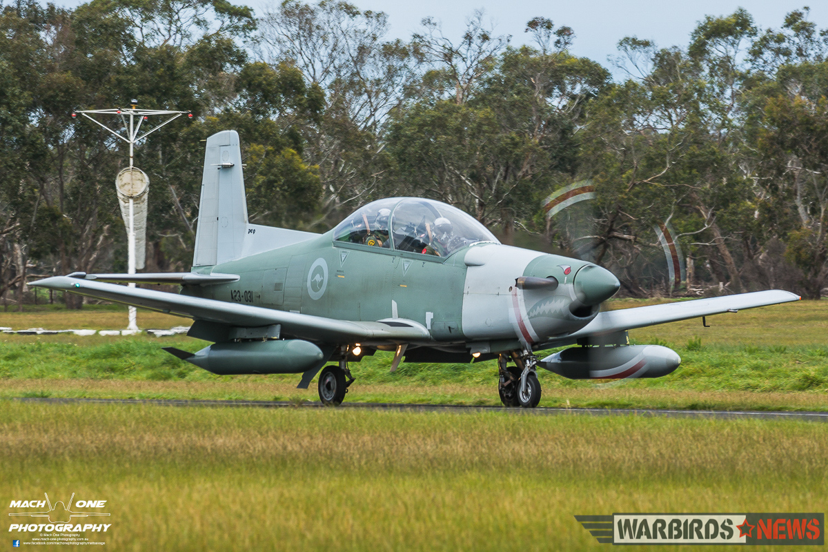 4 Squadron RAAF: Celebrating A Centenary - 1916 - 2016 11 Flt.Lt. Col Burrows arriving in his 4 Squadron PC-9. (photo by Matt Savage)