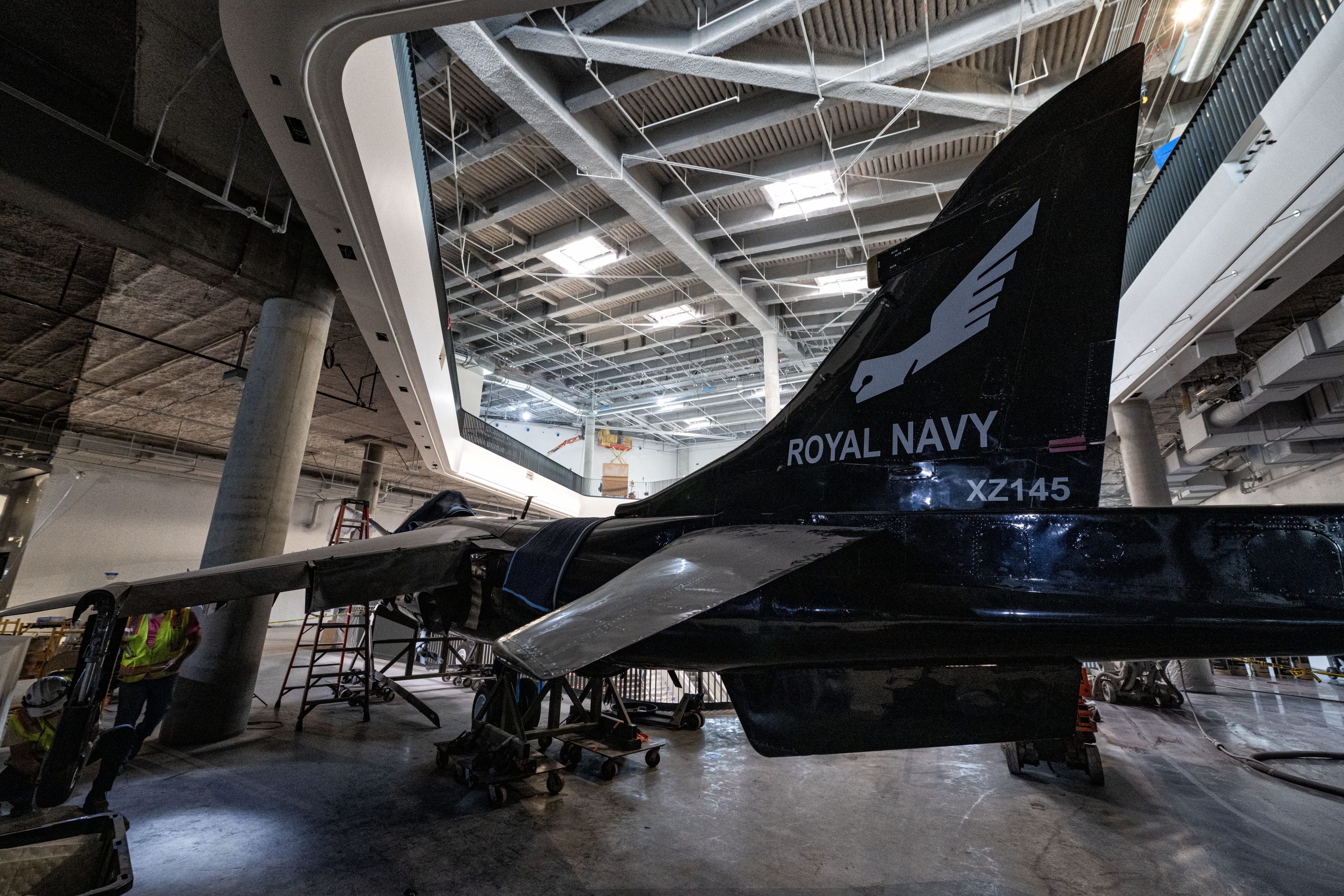 Hawker Siddeley Harrier T.4 Arrives at the California Science Center 12 6. Reassembling the Harrier 1 scaled