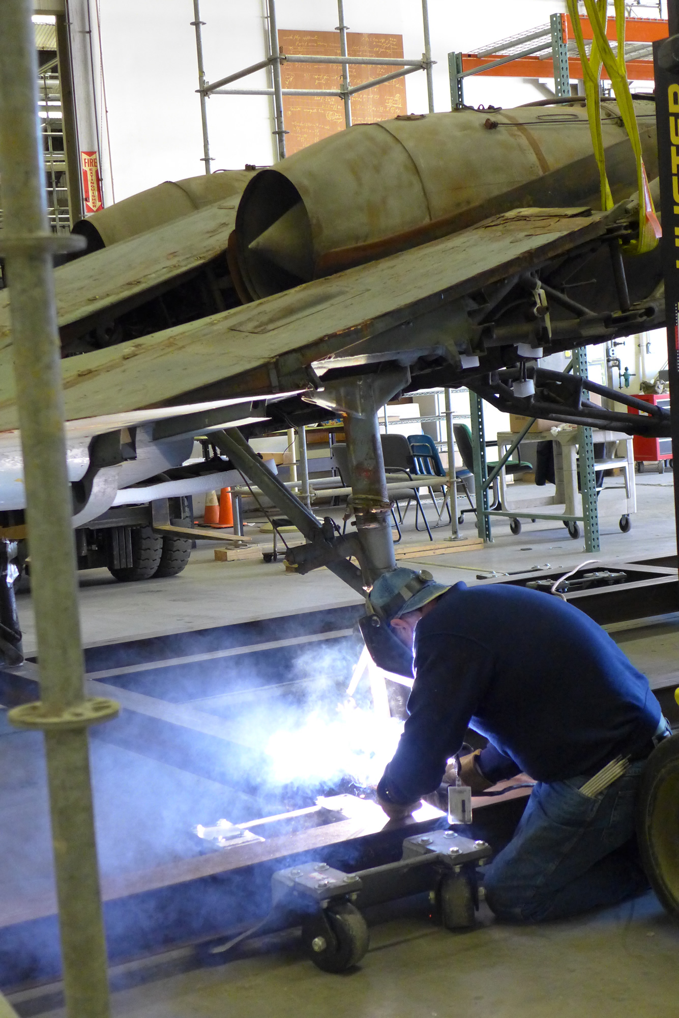 Horten Flying Wing Heading to NASM's Udvar-Hazy Center 15 A final image of the contract welder attaching the nose wheel fitting to the transport cradle. (Lauren Horelick photo via NASM)