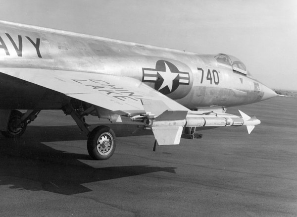 The F-104 Starfighter in U.S. Navy Markings 12 An AIM-9 on US Navy F-104A NWC at China Lake in 1960. ( Image credit U.S. Navy National Museum of Naval Aviation photo No. 1996.488.022.018 - via Wikepedia)