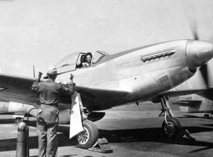 "Women Can't Fly", A Video Interview with WASP Florence "Shutsy" Reynolds 11 Ferry pilot Florene Watson, WAF, warms up her P-51 (Courtesy: USAF via Wilipedia)