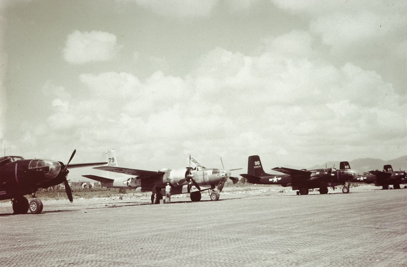 A-26 Invader 'Sugarland Express' For Sale by Platinum Fighter Sales 15 A 26 Invaders of the 47th Bomb Group 12th Air Force lined up in Italy