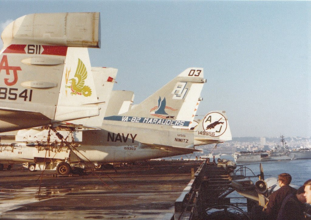 A-7 Corsair Restoration Imminent 11 A-7s on USS Nimitz, 1975. ( US NAVY Archives/A-7 Assn)