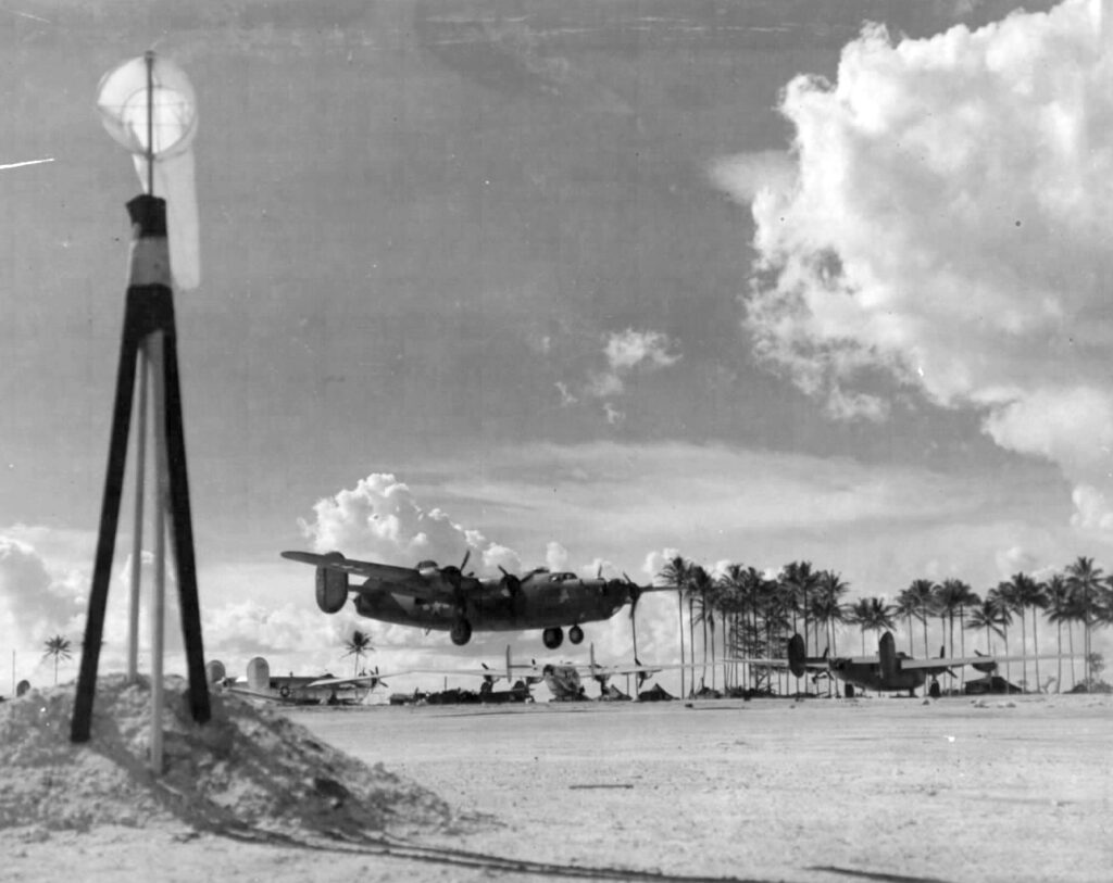 B-24 Wreck Discovery Announced by South Pacific WWII Museum 15 A Consolidated B 24 Liberator comes in for a landing at an air base in the Southwest Pacific after bombing the Japanese base at Yap Island Caroline Islands. US Archives picture