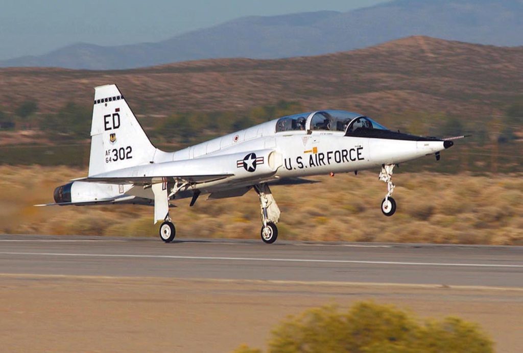 Today in Aviation History: First Flight of the Northrop T-38 Talon 11 A T 38 takes off from Edwards Air Force Base with only one engine during single engine takeoff testing to evaluate recommended speeds for takeoff if an engine fails