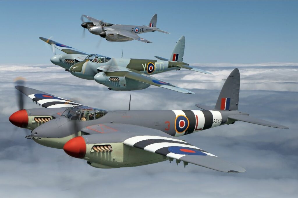 Fourth Avspecs Mosquito Rebuild Flies 23 A composite image of the first three de Havilland DH.98 Mosquito aircraft restored by the hugely talented team of restorers at Avspecs