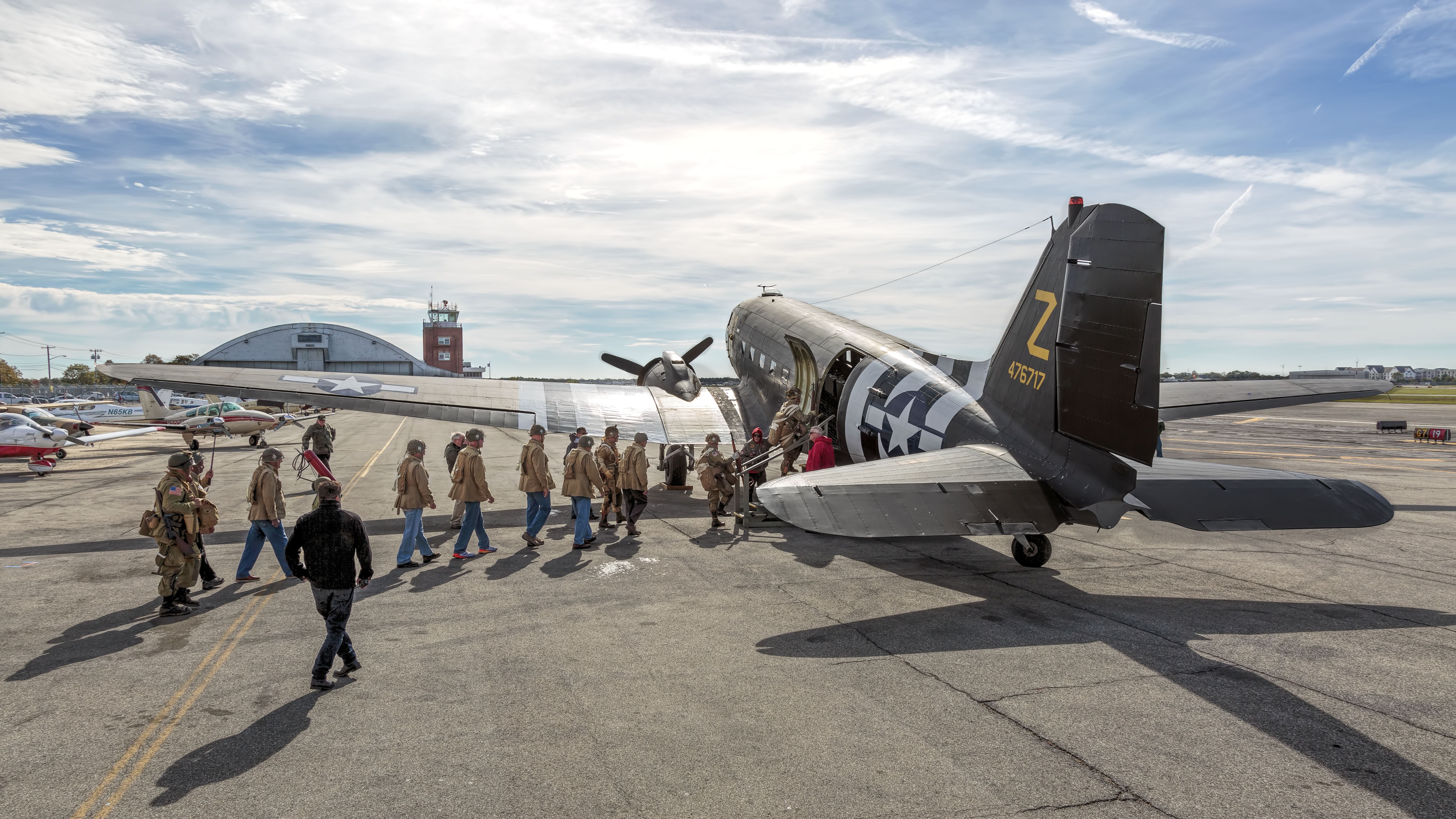 American Airpower Museum C-47 D-Day Living History Flight Experience Returns 10 AAM C47 boarding the airplane
