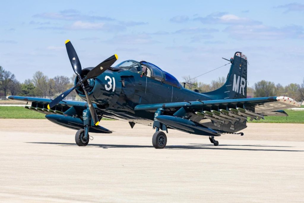 Flying Proms 2025: A Soaring Tribute to 250 Years of American Military Legacy 24 AD 5W Skyraider from Vintage Flying Machines