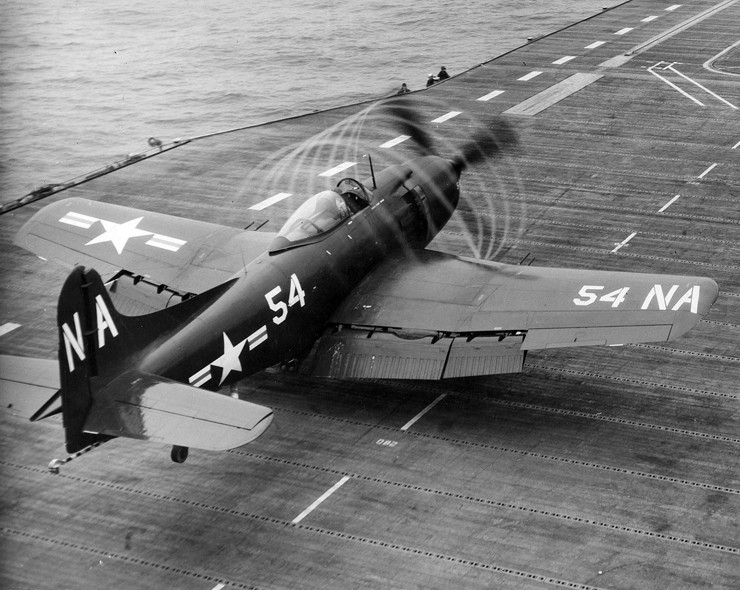 Today in Aviation History: First Flight of the Martin AM Mauler 11 AM 1Q Mauler Launching from USS Kearsarge CV 33