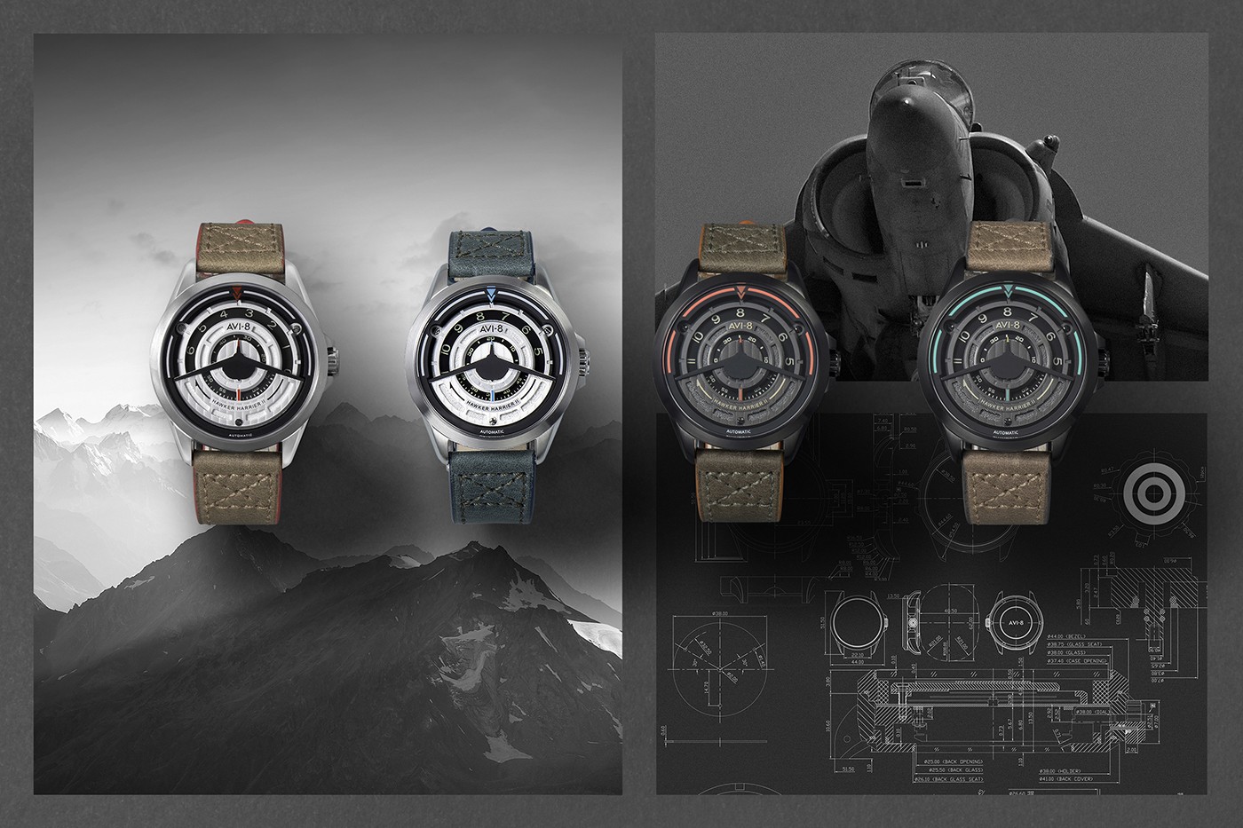 Introducing the AVI-8 Harrier II Timepiece 12 Some of the varieties of AVI-8's AV 4047 timepiece.