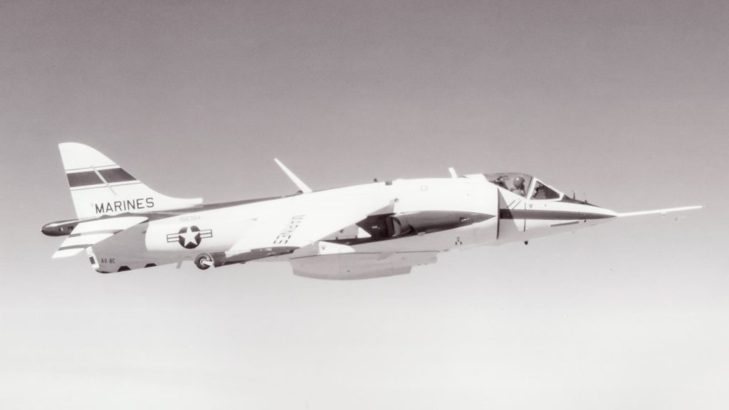 The Forgotten Harrier 11 AV 8C 158384 in flight Don Spering collection