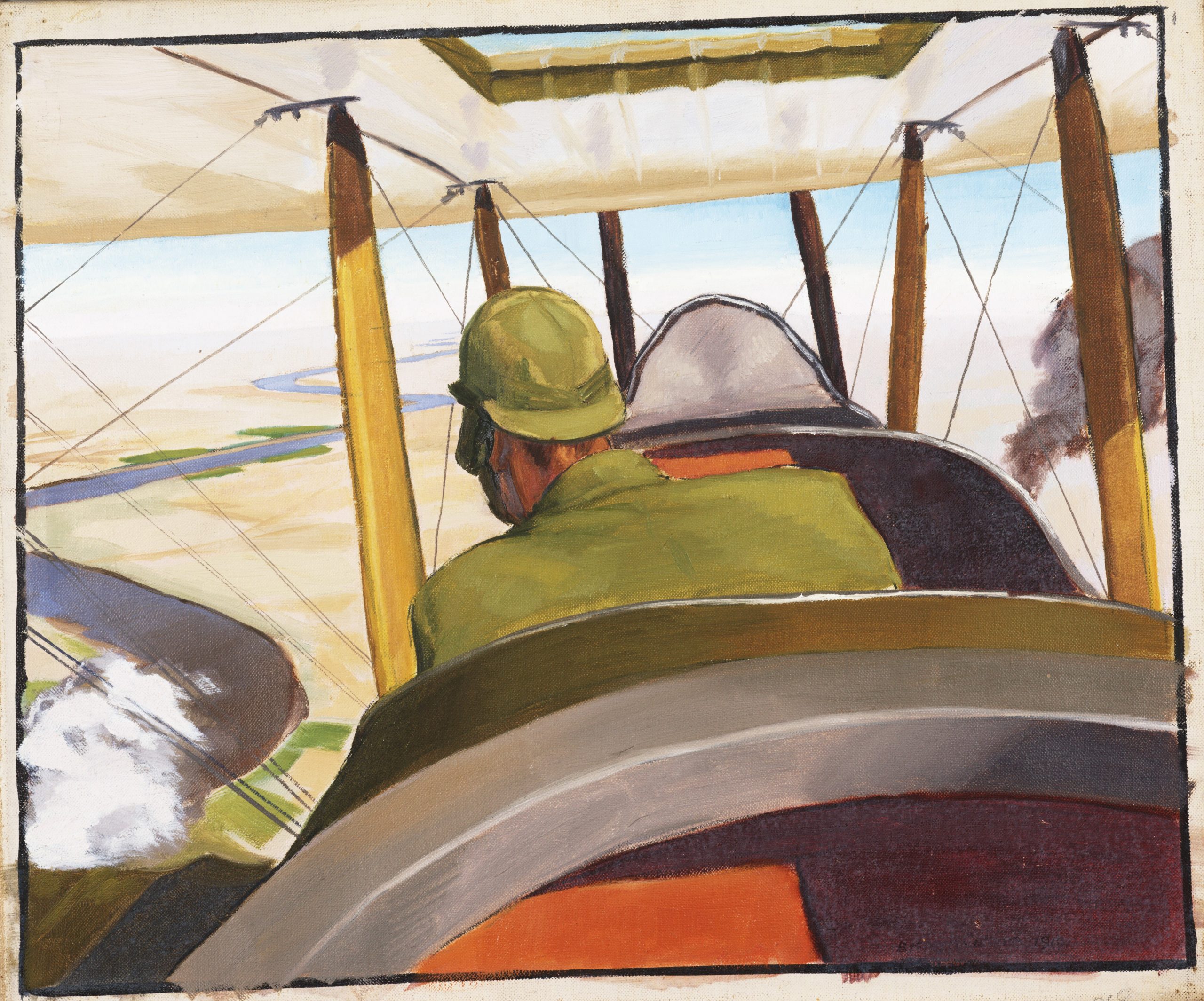 Today in Aviation History: First Flight of the Royal Aircraft Factory B.E.2 31 A British Pilot in a Be2c approaching Hit along the course of the River Euphrates July 1919. Art.IWMART4617 scaled