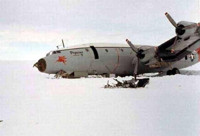 Frozen in Time: The Enduring Legacy of the C-121 Lockheed Constellation "Pegasus" Crash in Antarctica 11 Above the Super Constellation C121J aircraft Pegasus immediately after its crash on 8 October 1970