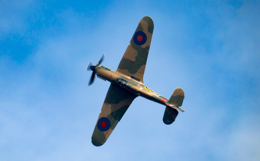 Harvard Training Paves the Way for New Battle of Britain Memorial Flight Hurricane Pilot 11 Al Luckins flying a practice display in BBMF Hurricane Mk II LF363 on 26th April. Photo Claire Hartley