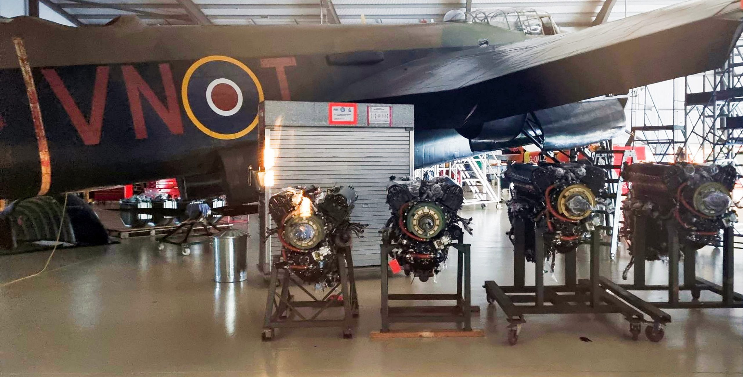 RAF Battle of Britain Memorial Flight Lancaster PA474 ‘Major’ Maintenance Update 11 All four engines have now been removed from the Lancaster. scaled