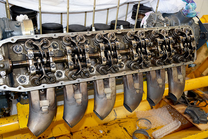 Overhauling A Kittyhawk Downunder 13 Allison V 1710 115 V12 engine from Curtiss P40E VH KTY under rebuild at VFR engine shop detail of valve gear