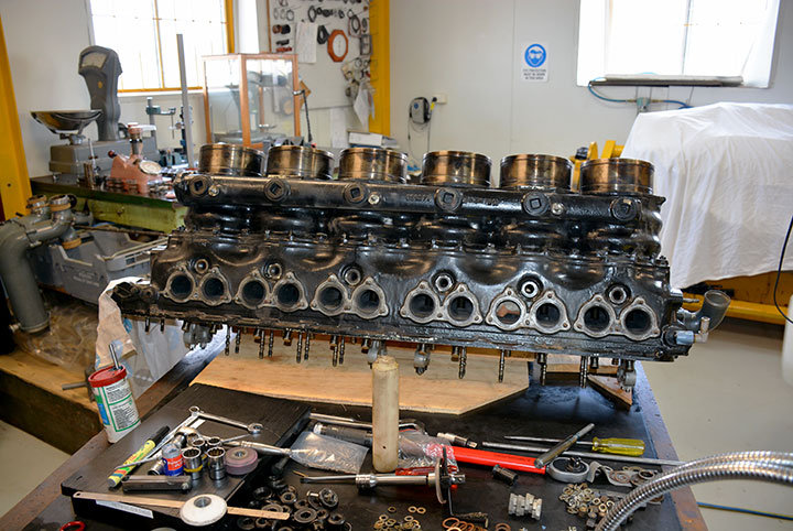 Overhauling A Kittyhawk Downunder 12 Allison V 1710 115 liquid cooled V12 engine cylinder bank undergoing rebuild