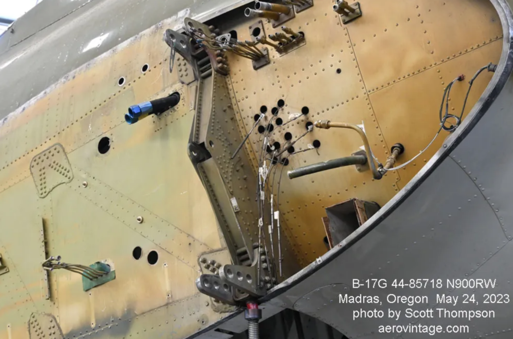B-17G Flying Fortress ‘Thunderbird’ – Restoration Update – June 2023 11 An excellent view of the forward wing attach fittings on the fuselage side.