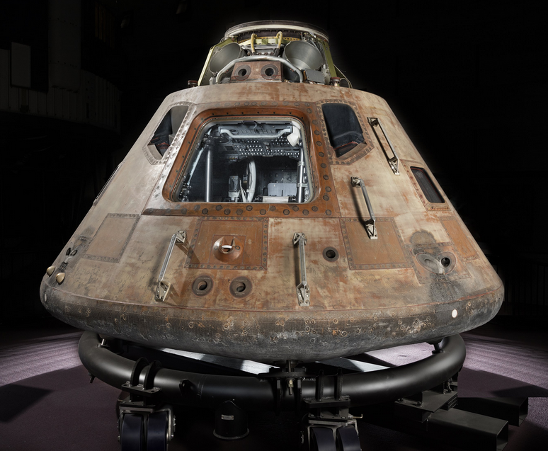 Museum of Flight's Plans for Apollo 11 Space Capsule Columbia 10 Apollo 11 Command Module Columbia on temporary cradle. Photo by Eric Long National Air and Space Museum Smithsonian Institution.