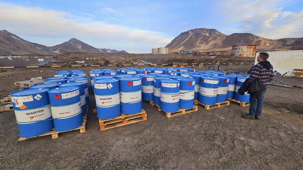 Into the Ice: The Ongoing Mission to Recover The Lost Squadron's P-38 “Echo” in Greenland 18 AvGas delivery arriving at Kulusuk in preparation for the upcoming season