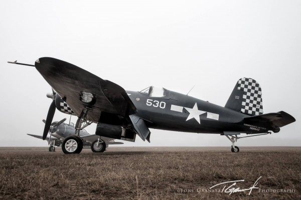 Aviation Photography Workshop At Stallion 51 11 The fog created a unique atmosphere for the Nov. 16th workshop. Here the Dixie Wing FG-1D Corsair and the SDB-5 Dauntless. ( Image by Tony Granata)