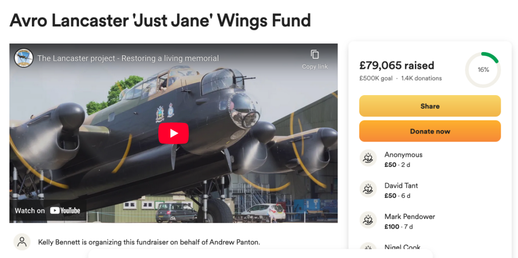 Avro Lancaster B.VII NX611 ‘Just Jane’ – Restoration Update 245 16 Avro Lancaster Just Jane Wings Fund 1