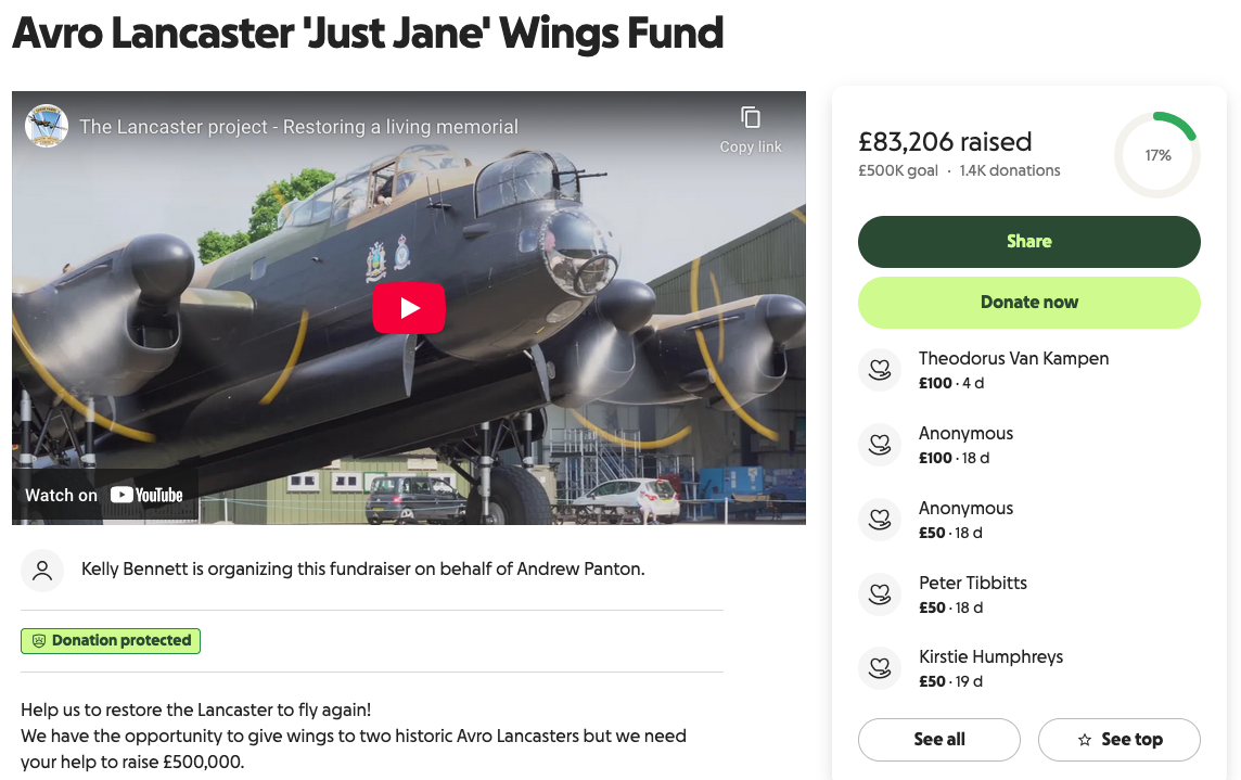 Avro Lancaster B.VII NX611 ‘Just Jane’ – Restoration Update 248 15 Avro Lancaster Just Jane Wings Fund 2