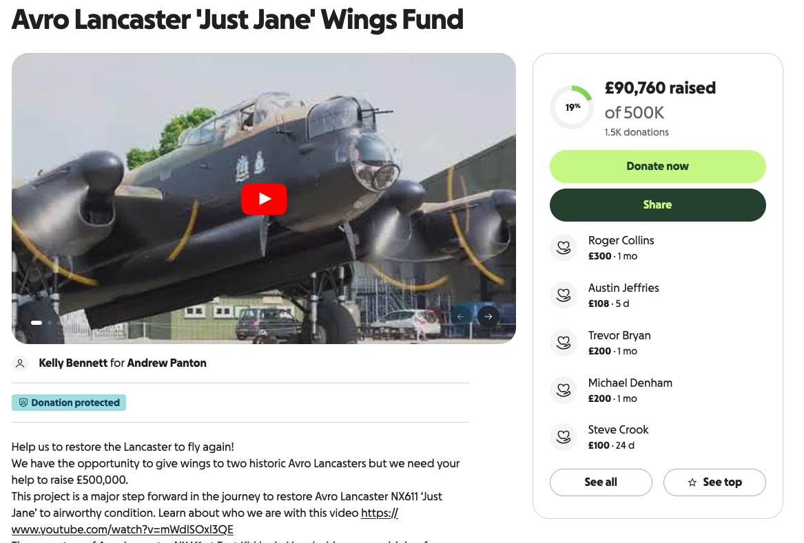 Avro Lancaster B.VII NX611 ‘Just Jane’ – Restoration Update 250 19 Avro Lancaster Just Jane Wings Fund 4