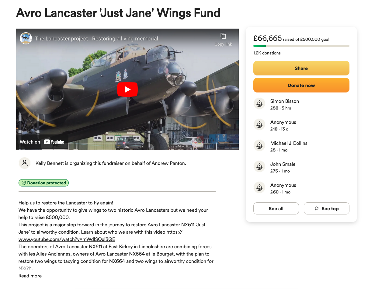 Lancaster NX611 ‘Just Jane’ – Restoration Update 229 17 Avro Lancaster Just Jane Wings Fund