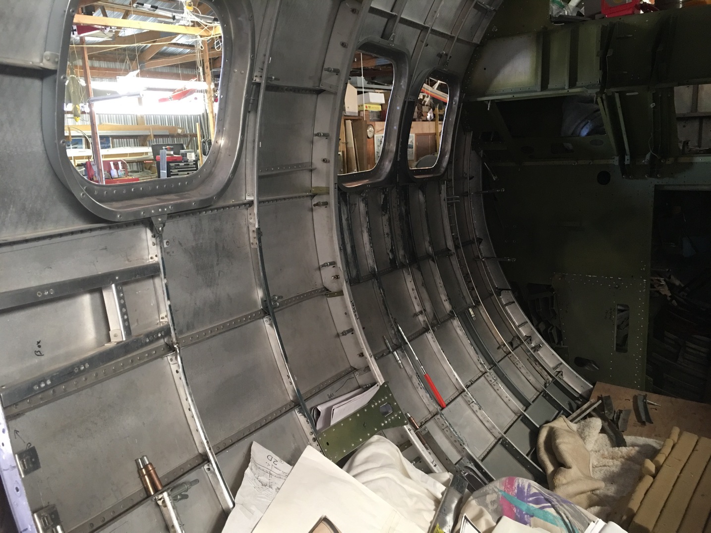B-17E “Desert Rat” - October 2017 Restoration Update 15 An interior view of Desert Rat's nose section. (photo via Vintage Aviation Museum)