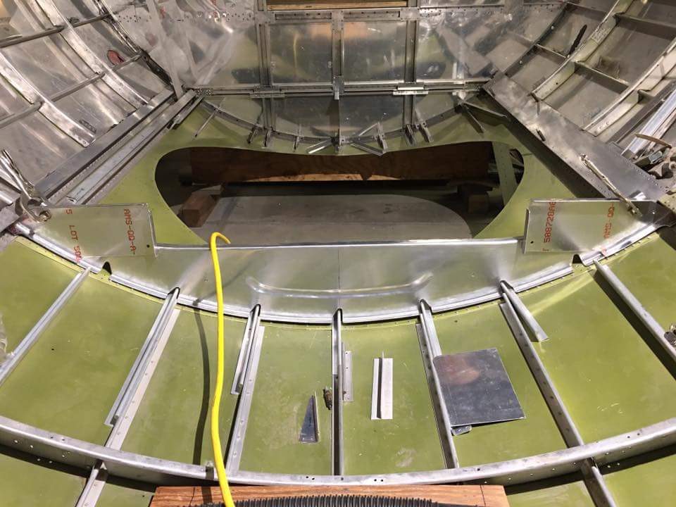 B-17E “Desert Rat” - October 2017 Restoration Update 14 This hole in Desert Rat's fuselage floor is where the ball turret will eventually go. (photo via Vintage Aviation Museum)