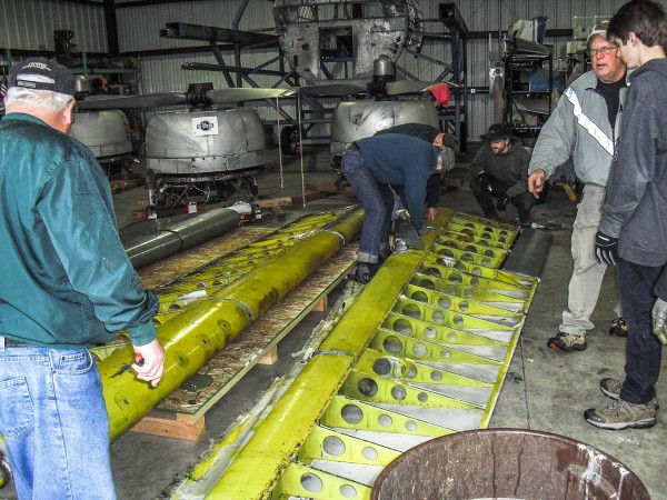 B-17 " Lacey Lady" Update 10 "Lacey Lady's" control surfaces after the team stripped them of their fabric.