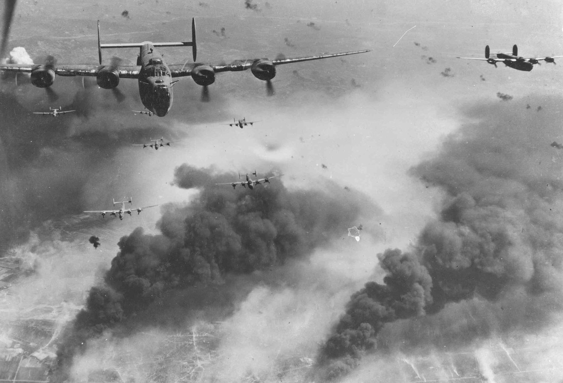 Two Tidal Waves: One targets Islamic State oil, the other bombed Hitler's supply in 1943 12 B-24D's fly over Ploiești