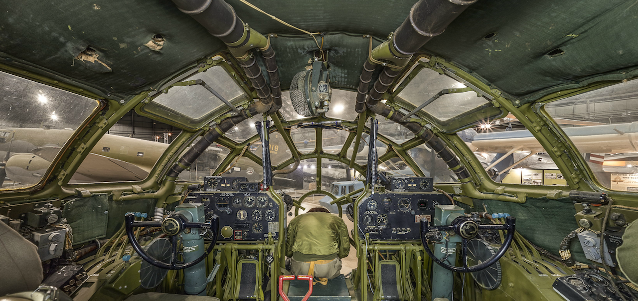Explore The 'Movie Star' C-17 and Other Aircraft at NMUSAF 11 The cockpit of the Boeing B-29 Superfortress ACI Cockpit360º app available from the museum and AeroCapture Images.