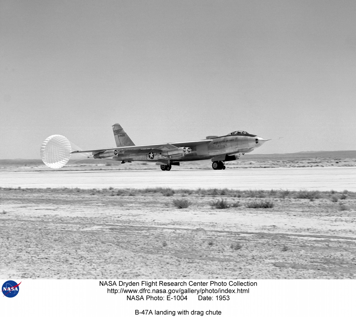 The Flight Test Museum: A Look Ahead at Future Exhibits 15 B 47A landing with drag chute