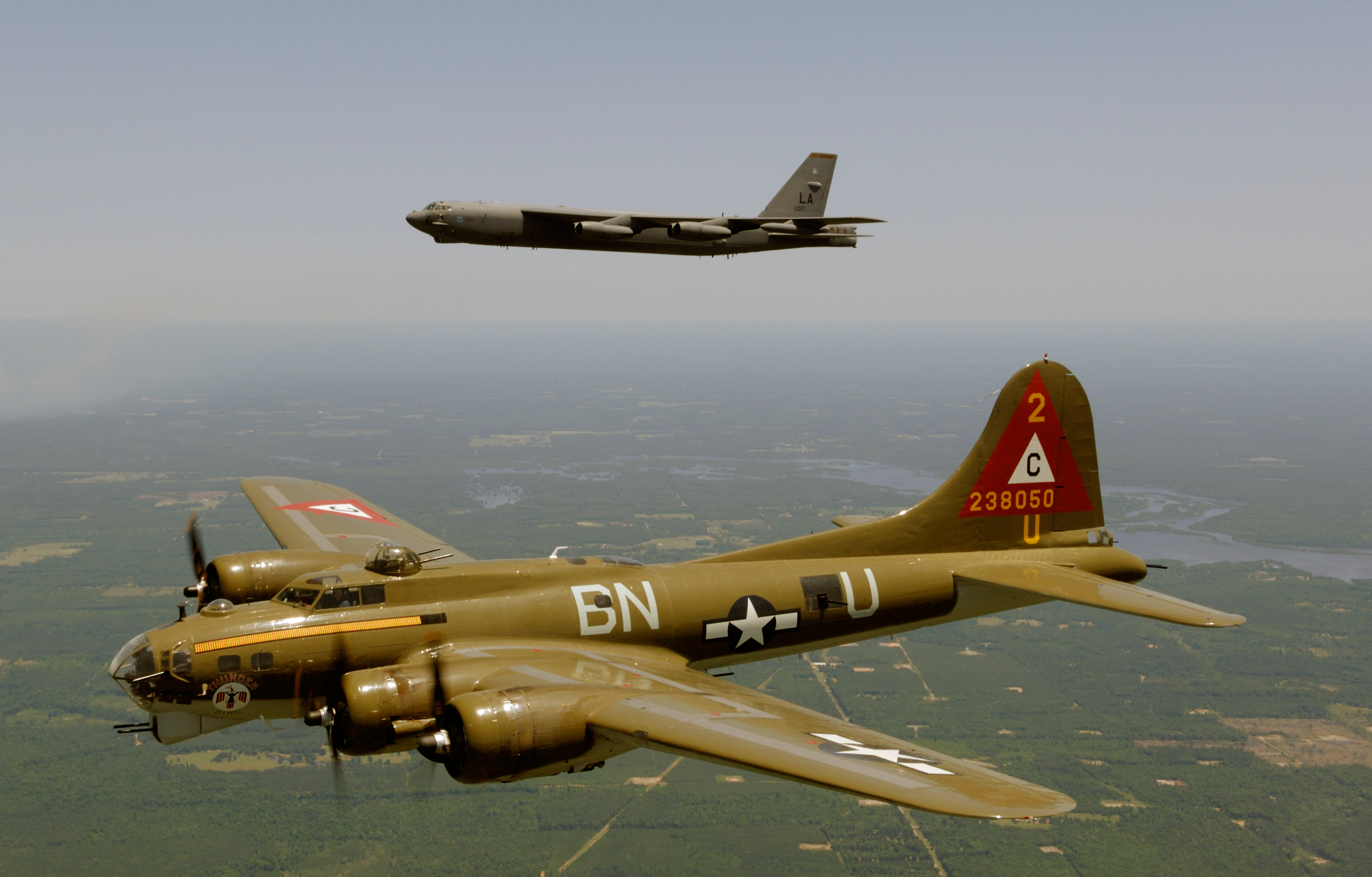 National Warplane Museum Ends B-17 Operations 11 B17g and b52h in flight