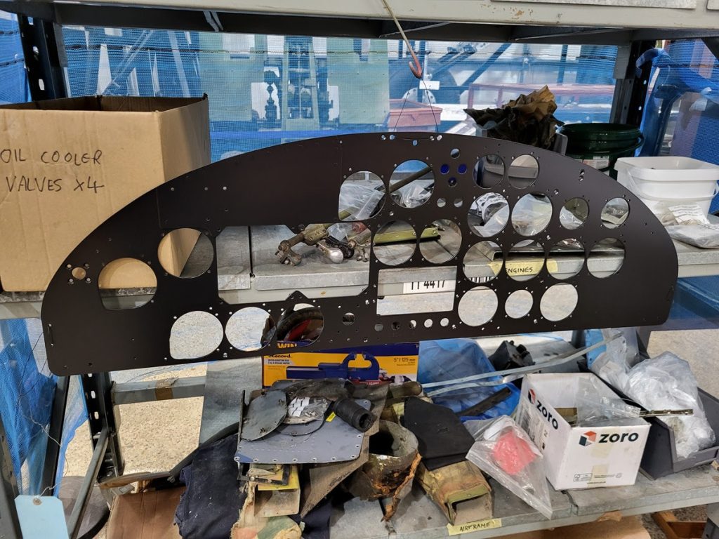 Avro Lancaster B.VII NX611 ‘Just Jane’ – Restoration Update 246 15 B25 cockpit panel repaired and painted