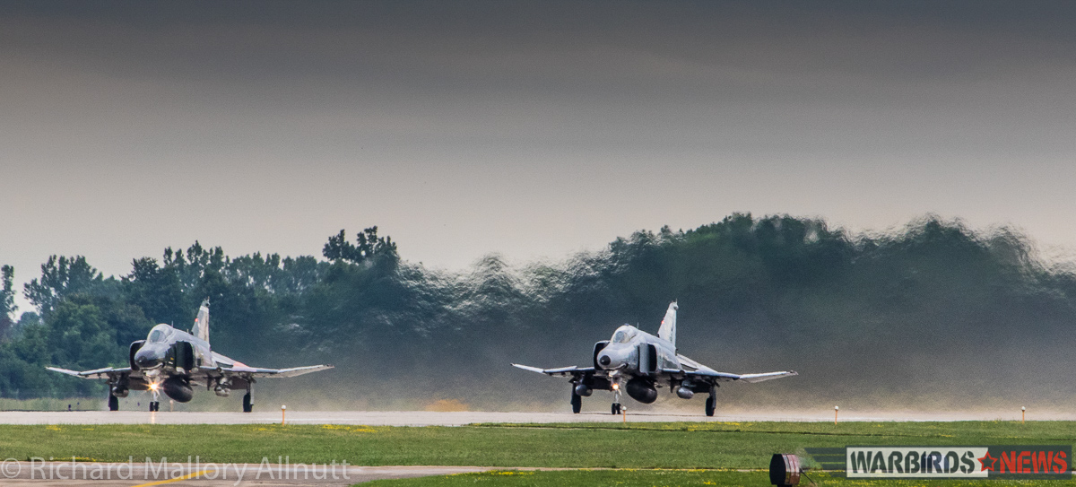 EAA AirVenture Oshkosh 2016 Photos, Final Facts and Figures 20 The two QF-4 Phantom II's made a formation take off during their farewell flight on Thursday morning. (photo by Richard Mallory Allnutt)