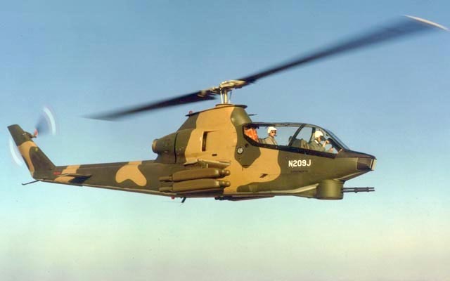 Today in Aviation History: First Flight of the AH-1 Cobra 11 Bell 209 prototype of the AH 1 Cobra series with skids retracted FAA no. N209J