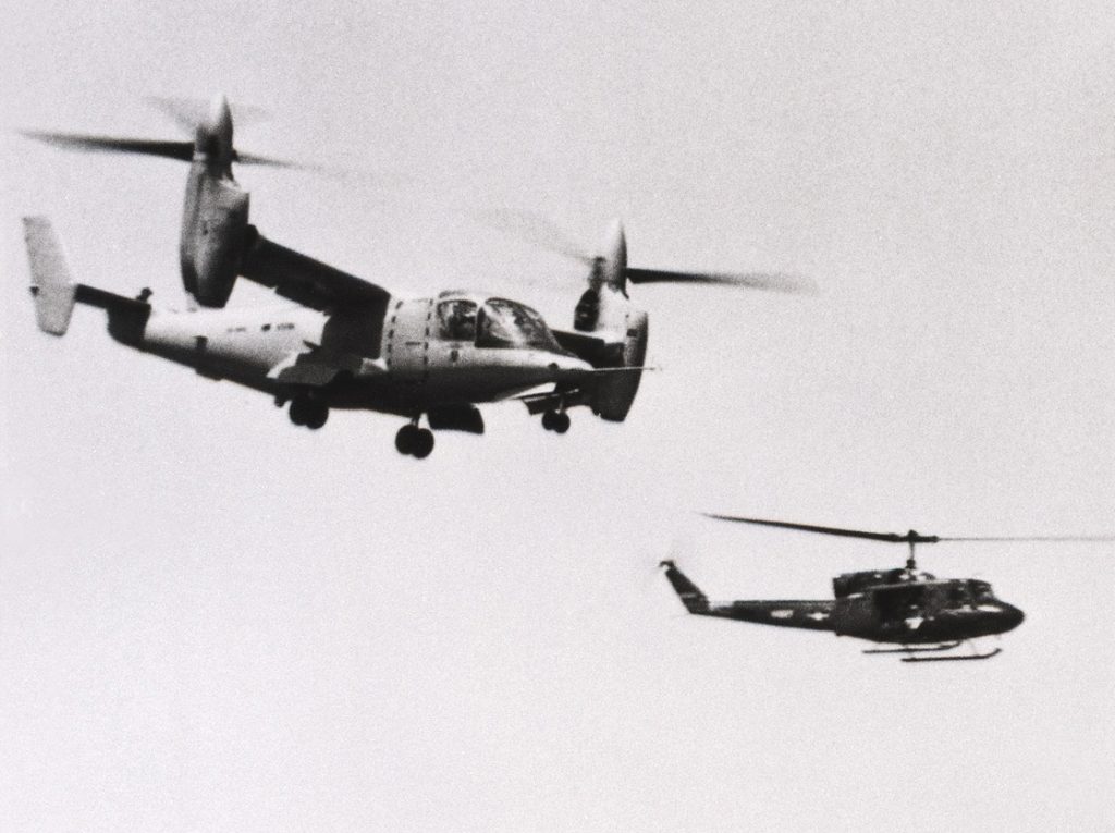 Flight Test Files: The Bell XV-15 Tiltrotor and NASA’s Quiet Revolution in Lift 14 Bell XV 15 in flight with US Navy UH 1N 1983