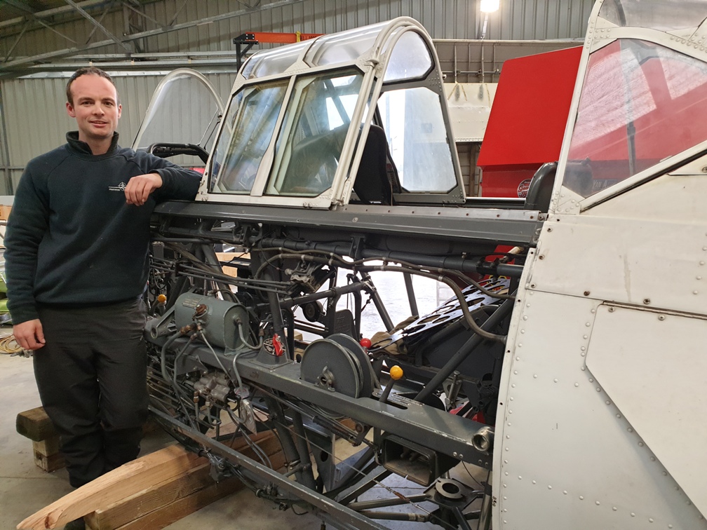 Former RNZAF Harvard Under Restoration in Wanaka, New Zealand 11 Bevan Dewes and his Harvard smaller