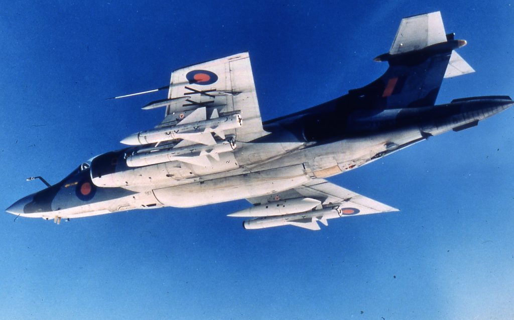 Today in Aviation History: First Flight of the Blackburn Buccaneer 13 Blackburn Buccaneer armed with two Martel passive radar guided missiles and one TV guided missile. The Martel AJ.168 TVs required a datalink pod for guidance