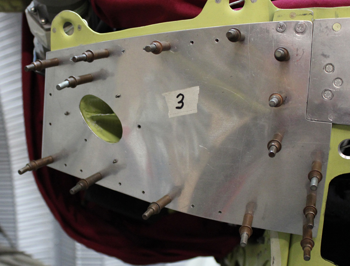 XP-82 Twin Mustang - February 2016 - Restoration Update 15 A ram-air blast tube in position on the cowling assembly. (photo via Tom Reilly)