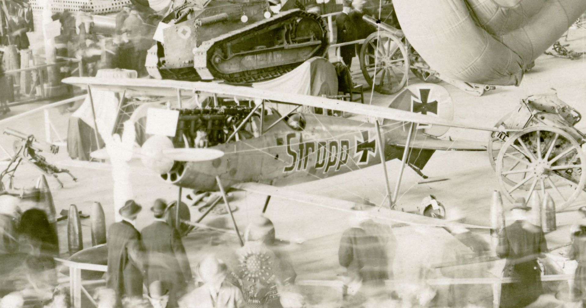 Smithsonian's Albatros D.Va 'Stropp': A Mysterious History Uncovered 16 Blown up view of Stropp on display at Convention Hall in Kansas City MO December 1918. Norwich University Archives