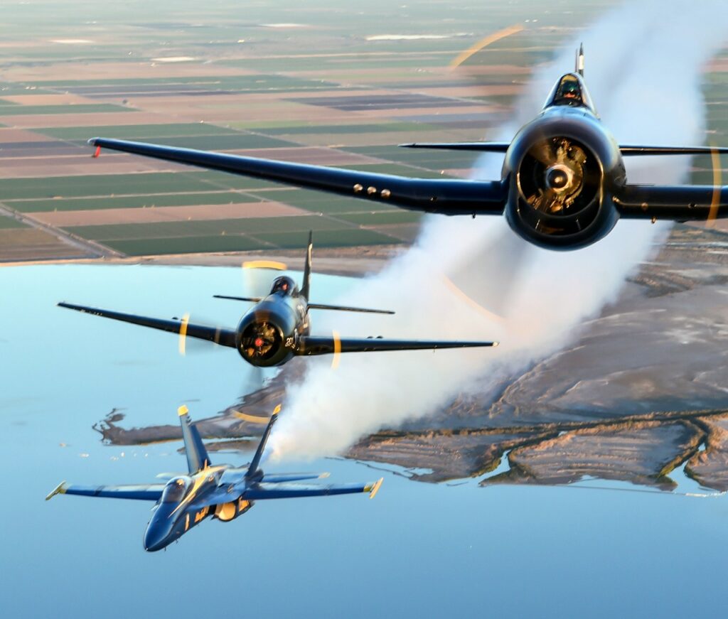 The Flying Bulls Officially Announce Acquisition of Iconic Blue Angels Bearcat 12 Blue Angels F6F Hellcat F8F Bearcat and F A 18 Hornet 2017