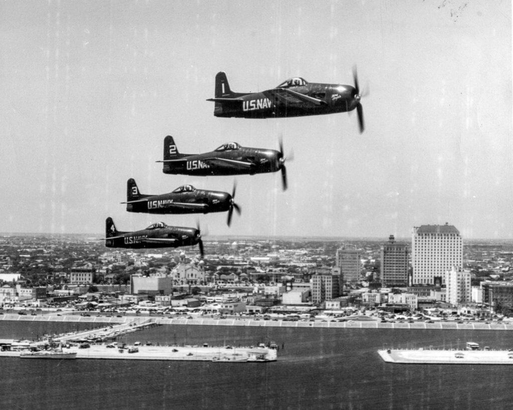 Blue Angels F8F-2 Bearcat Available at Courtesy Aircraft Sales 13 Blue Angels Over Corpus Christi. Image via U.S. Navy