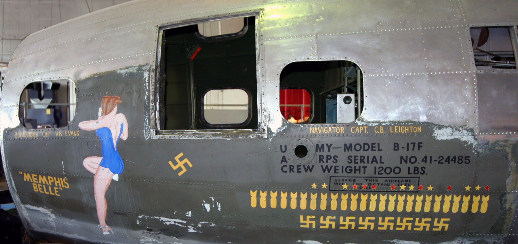 Memphis Belle to be Placed on Public Display in May 2018 12 DAYTON, Ohio (07/2007) -- The B-17F "Memphis Belle" in restoration at the National Museum of the U.S. Air Force. The aircraft is being stripped to bare metal. (Photo courtesy of Craig Scaling, Airshow Traveler)