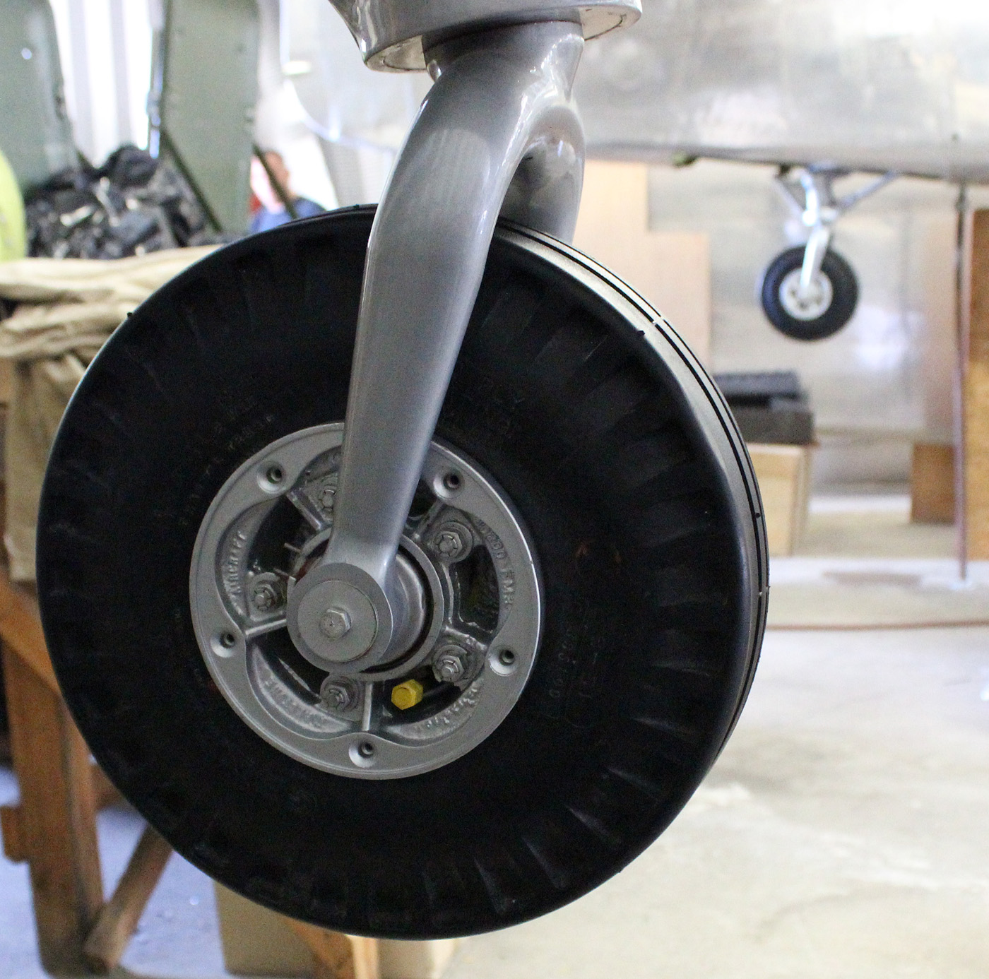 XP-82 Twin Mustang - August 2016 - Restoration Update 23 Both tail wheels in one image. (photo via Tom Reilly)