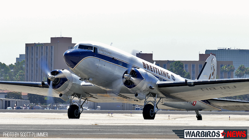 Breitling DC-3 World Tour - The Lyon Air Museum Visit 11 Breitling DC-3 Returning After Flight Over Orange County copy