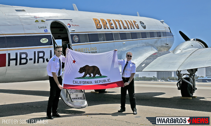 Breitling DC-3 World Tour - The Lyon Air Museum Visit 12 Breitling DC-3 With Flight Crew and California State Flag copy